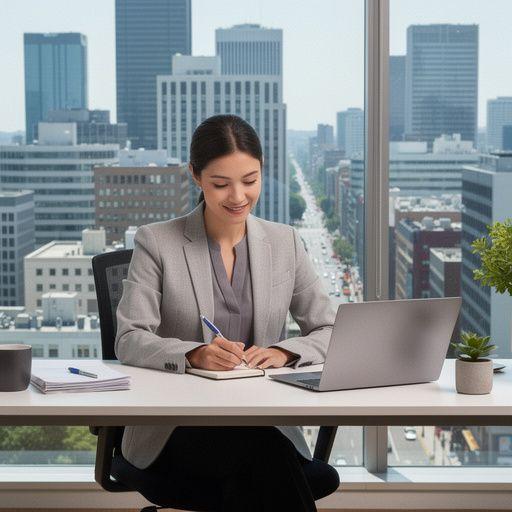 Zadowolony właściciel samochodu przeglądający dokumenty ubezpieczeniowe.
